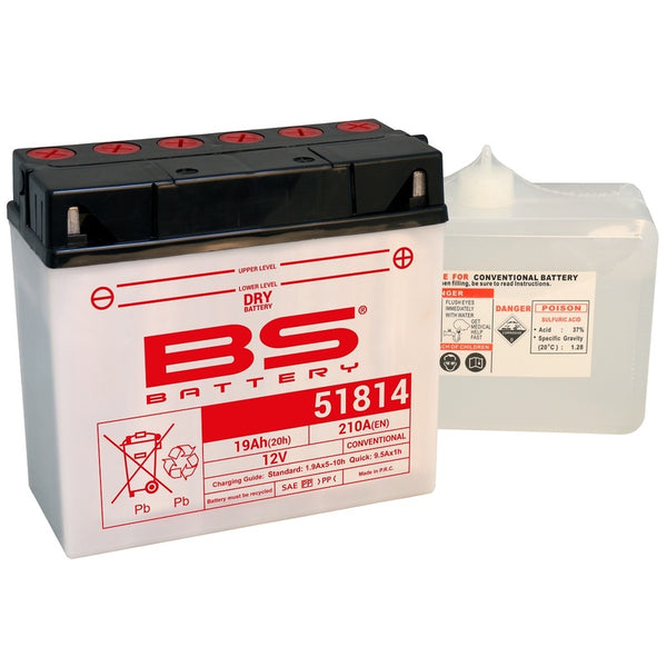 BS Battery Konventionelt Batteri med Syrepakke - 51814 (12C16A-3B) 