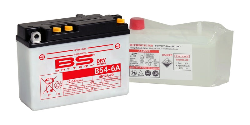 BS Batteri Batteri Konventionel med syrepakke-6N12A-2D (B54-6A)