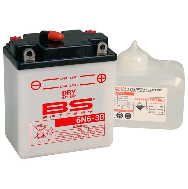 BS Battery Conventional Battery with Acid Pack - 6N6-3B 