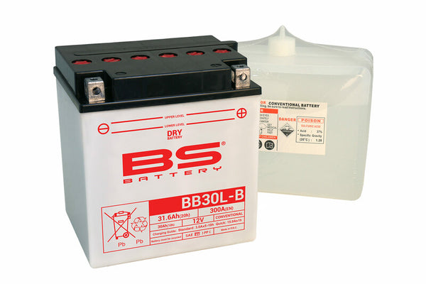 BS Battery Højtydende Batteri med Syrepakke - BB30L-B 