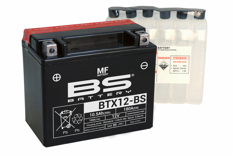 BS -batteribatteri vedligeholdelse gratis med syrepakke - BTX12 -B