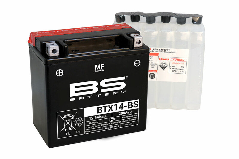 BS -batteribatteri vedligeholdelse gratis med syrepakke - BTX14 -B