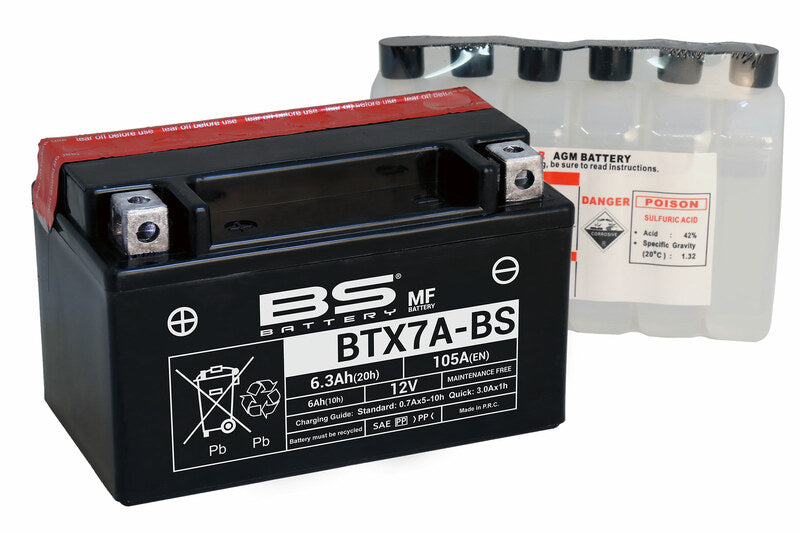 BS -batteribatteri vedligeholdelse gratis med syrepakke - Btx7a -b