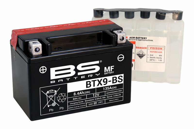 BS Batteri Batteribatteri GRATIS med syrepakke - BTX9 -B