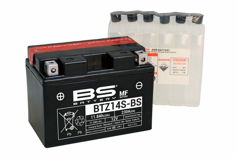 BS Batteri Batteribatteri GRATIS med syrepakke - BTZ14S -B