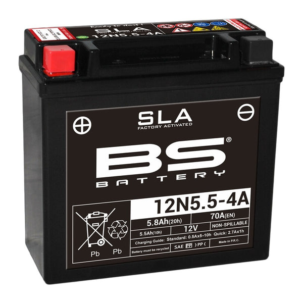 BS Battery SLA Battery Maintenance-Free Factory Activated - 12N5.5-4A/4B 