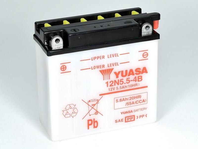 Yuasa konventionelt batteri uden syrepakker - 12n5,5-4b