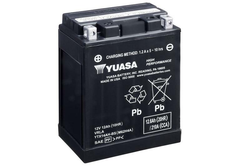 Yuasa maintenance -free battery with acid package - YTX14AH -B