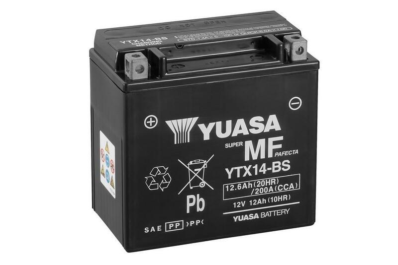 Yuasa maintenance -free battery with acid package - YTX14 -B