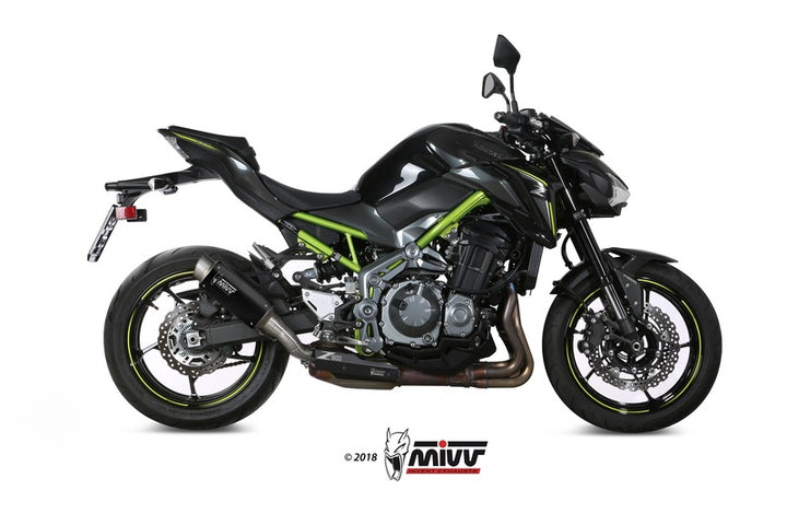 MIVV GP-Pro avgassystem monterat på Kawasaki Z900 K.045.LXBP, svart ljuddämpare i stål med rostfri ändkåpa för aggressiv look.