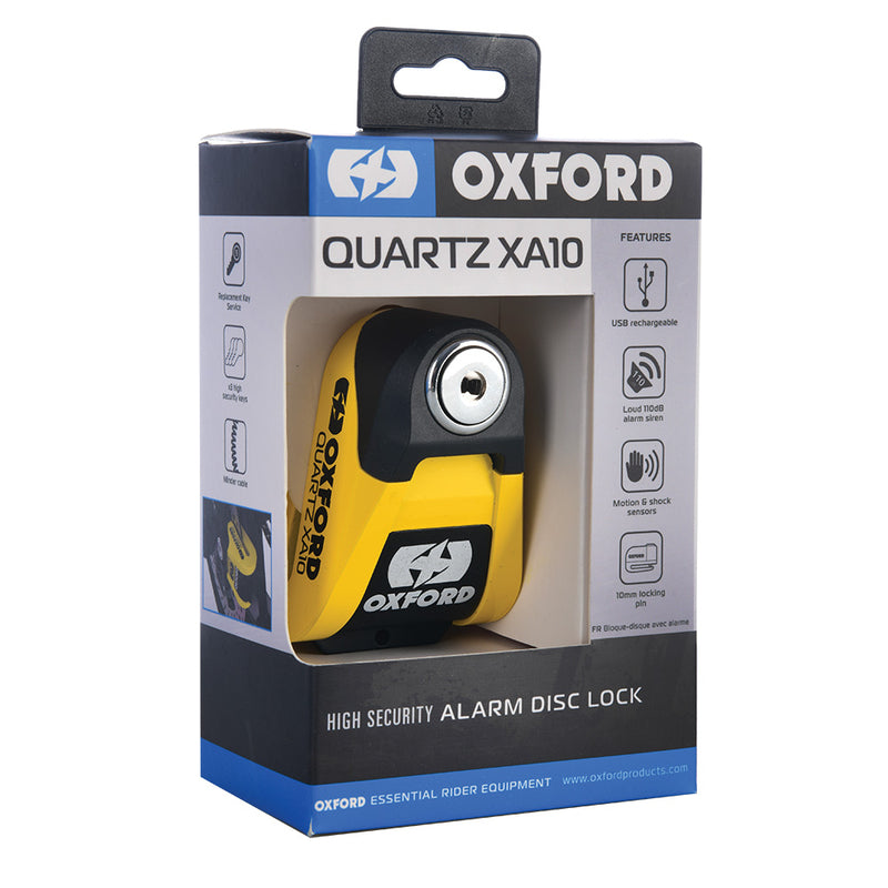 Oxford XA10 Alarm Disc Lock - Ø10mm gul/sort LK216