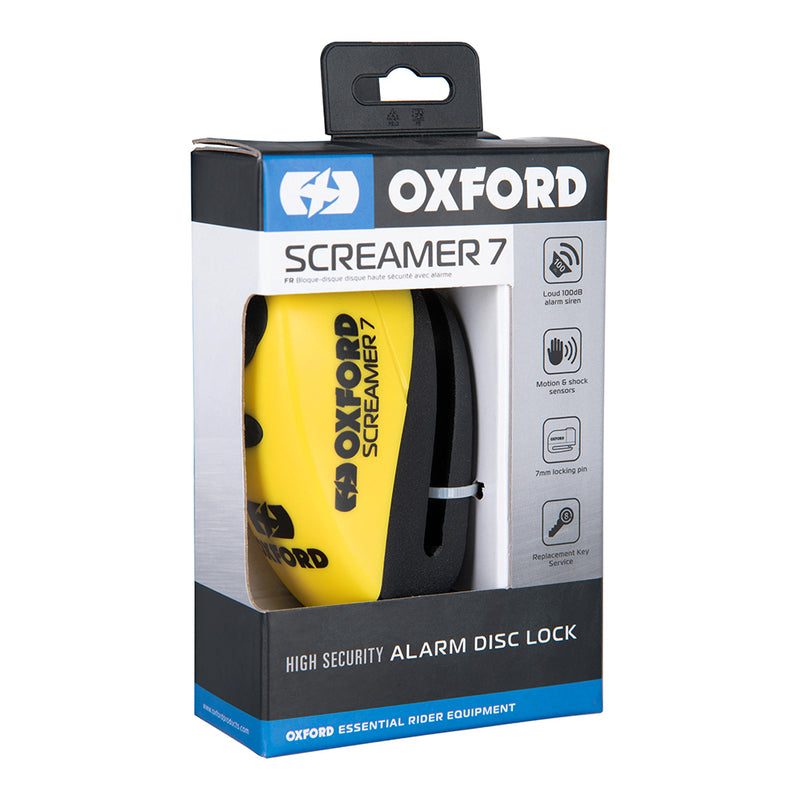 Oxford Screamer 7 Disc Lock - Ø7mm gul/sort LK290