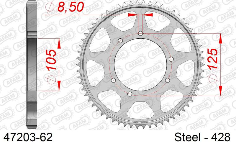 AFAM Steel Standard Rear Sprock 47203 - 428