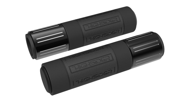 Highsider Conero Handle Grip Rubber, 7/8 "(22,2 mm), 132 mm, sort blankt med poleret Beels 315-055