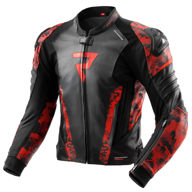 Rebelhorn Mc-læderjakke Veloce Black /Camo Red