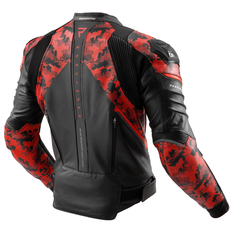 Rebelhorn Mc-læderjakke Veloce Black /Camo Red