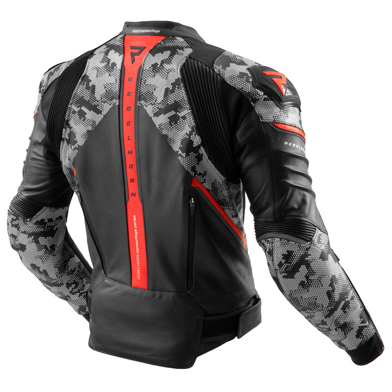 Rebelhorn mc-læderjakke Veloce Black /Camo Gray