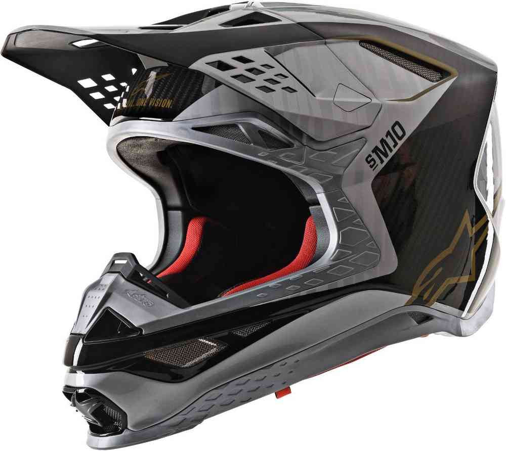 Alpinestars Cross MC Helmet Supetech M10 Alloy Silver /Black /Gold