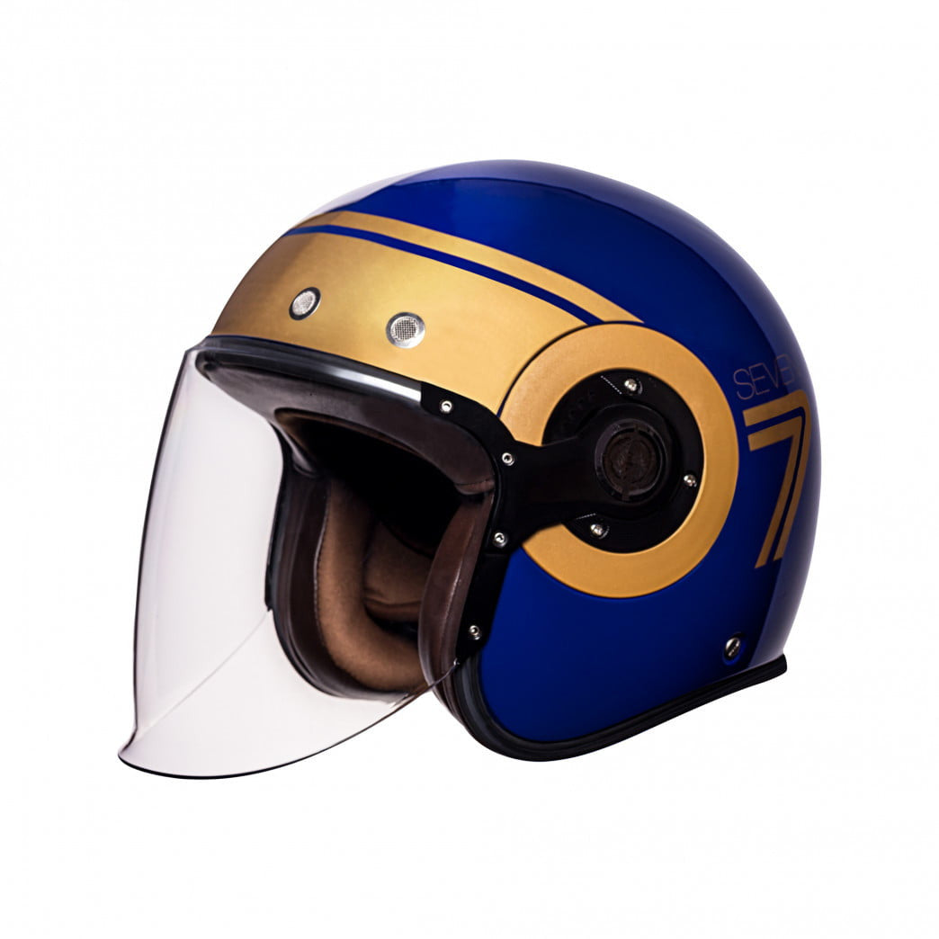 SMK Jet MC Helmet Retro Seven Blue