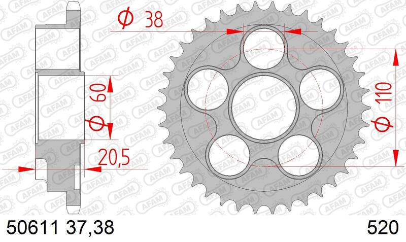 AFAM STEEL STANDARD BACK SPROCK 50611 - 520