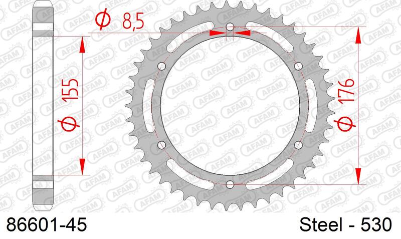 AFAM Steel Standard Rear Sprock 86601 - 530