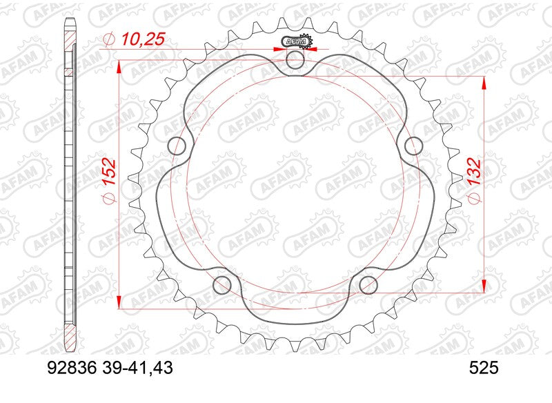 AFAM STEEL STANDARD BACK SPROCK 92836 - 525