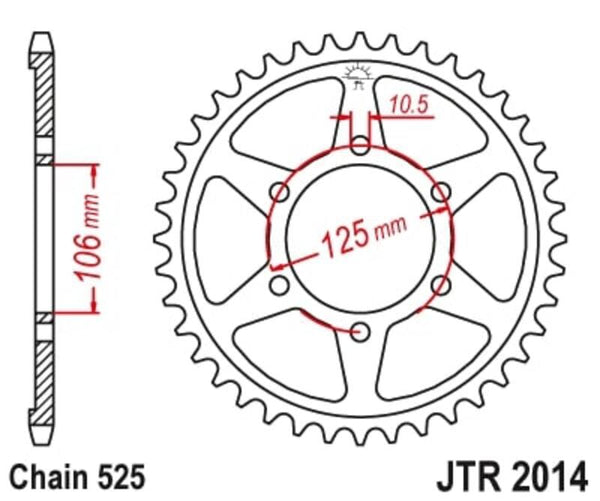 JT Sprockets Steel Standard Bag Sprock 2014 - 525 JTR2014.46
