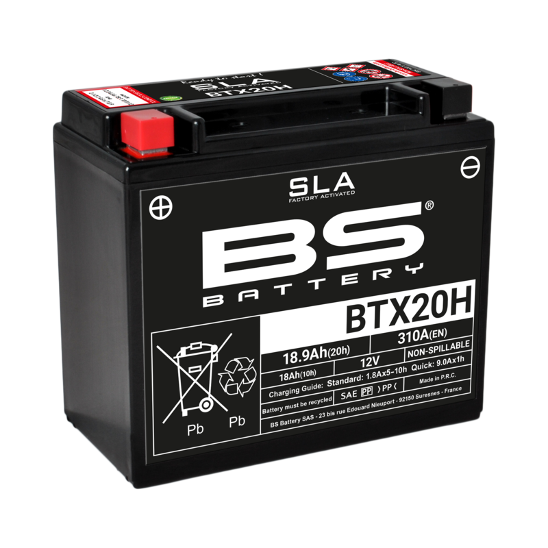 BS Battery SLA Batteri VEDLIGEHOLDELSE GRATIS FACTORY AKTIVET - BTX20H