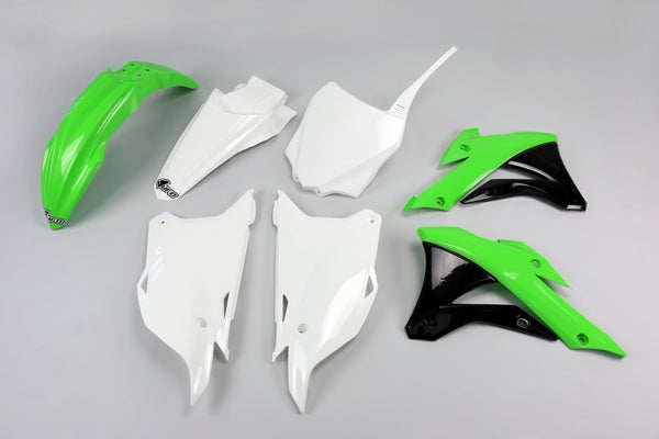 UFO Plastiksæt OEM Farve (2014) Grøn/Hvid/Sort Kawasaki KX85 KAKIT222@999 