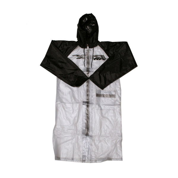 RFX RACE RAIN Coat Long (Clear/Black) Size Adult Large FXWJ207LG55BK