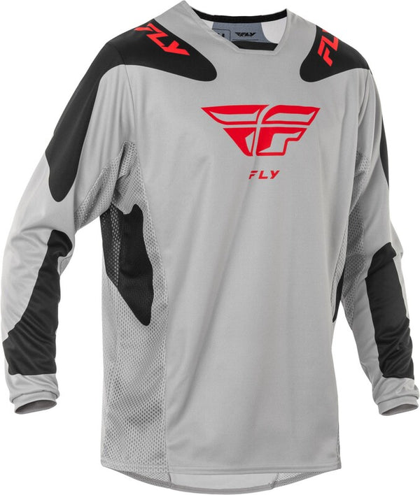 Fly Racing Kinetic Sym Jersey - Lysegrå/rød/sort 378-420m
