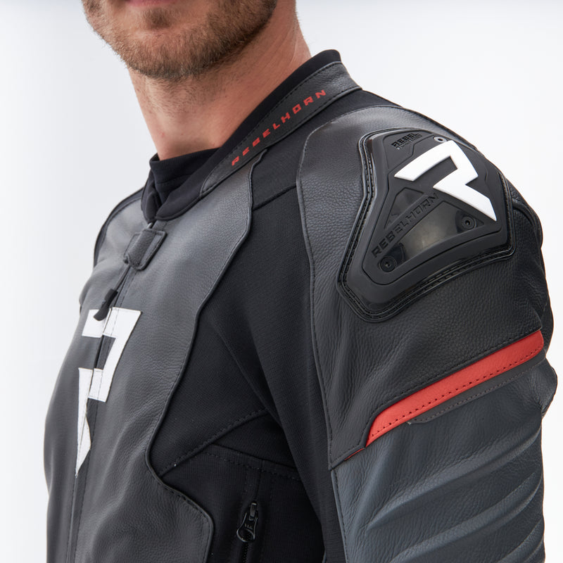 Rebelhorn mc-leather jacket veloce black /gray