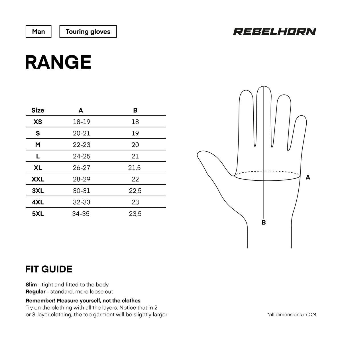 Rebelhorn MC -handsker Range sort /grå