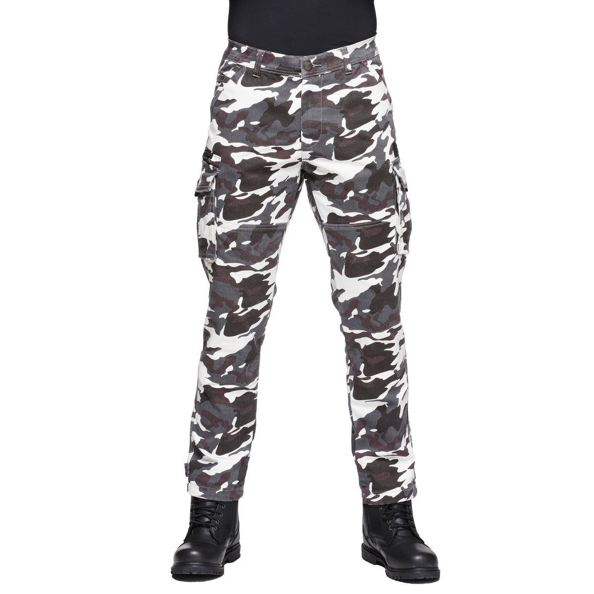 Feje Kevlar MC-bukser jungle sort /hvid /camo