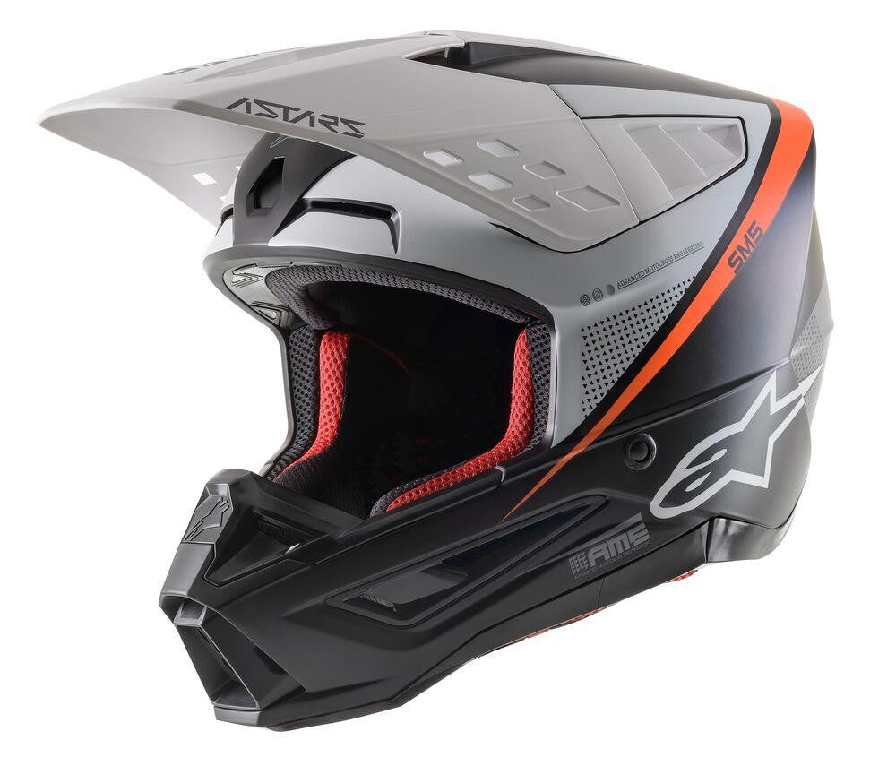 Alpinestars SM5 Rayon Cross MC Helmet Matts Black /White /Fluo-Orange