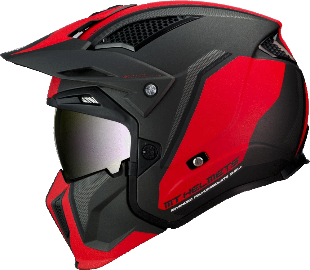 MT -hjelme Åbn MC Helmet Streetfighter C5 Matt Red