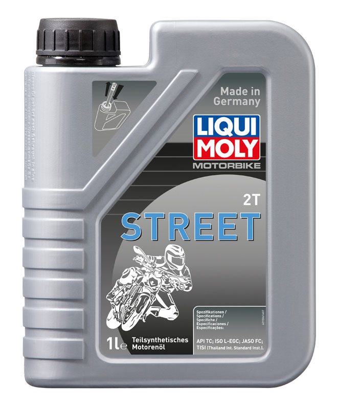 Liqui Moly Motorolja 2T STREET 1L för motorcyklar, delsyntetisk olja med hög prestanda. Passar för 2-taktsmotorer, tillverkad i Tyskland.