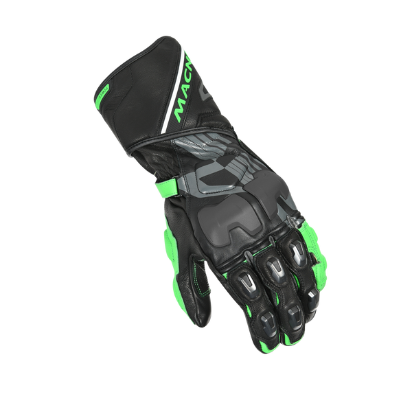 Motorcycle Gloves Macna, Powertrack Black/Green/Dark Gray