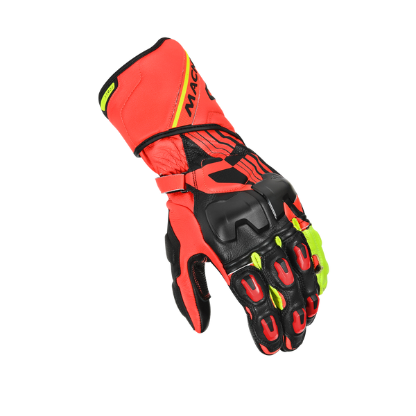 Motorcycle Gloves Macna, Powertrack Red/Black/Fluo Yellow