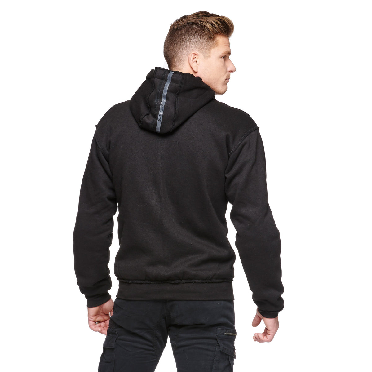 Feje kevlar mc-hoodie striber sort