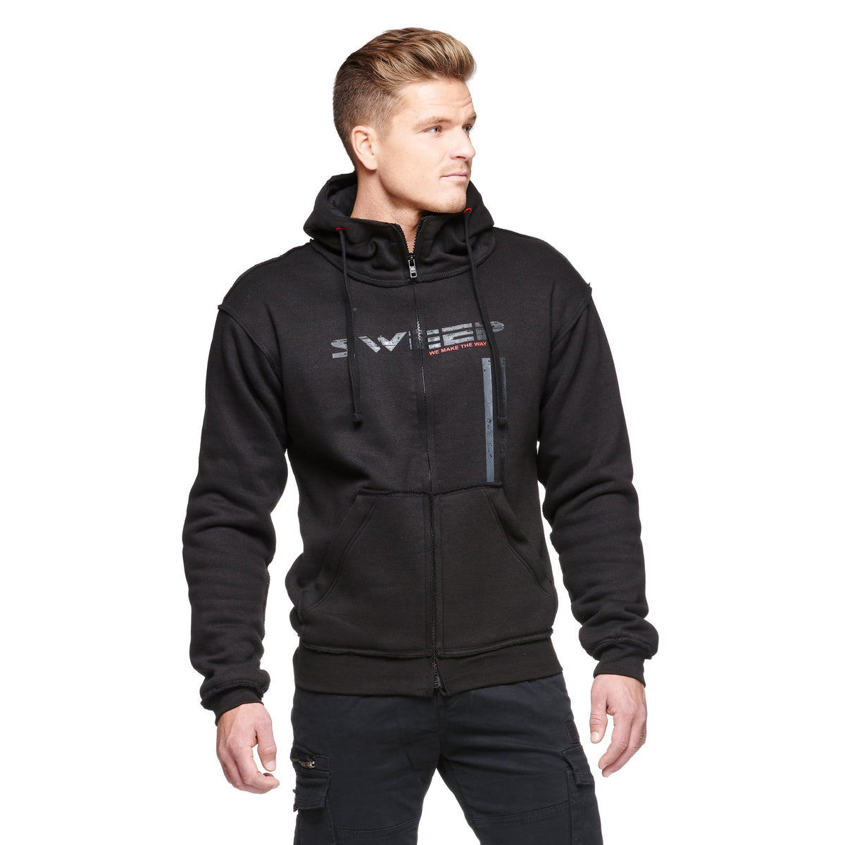 Feje kevlar mc-hoodie striber sort