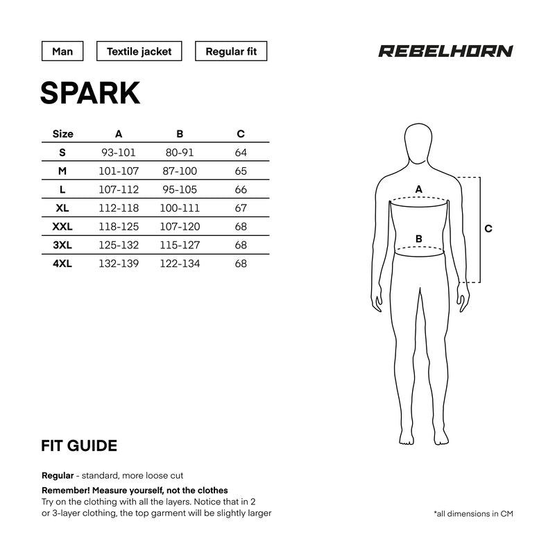 Rebelhorn tekstil mc jakke gnist sort /grå