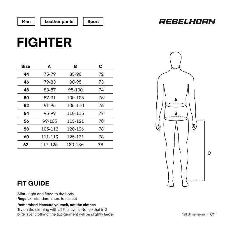 Rebelhorn mc-læder bukser fighter sort /influenza