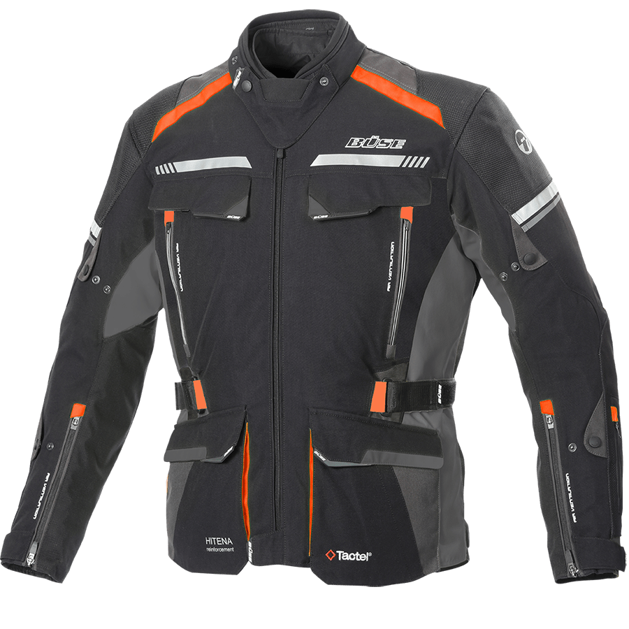 Büse Textile MC Jacket Highland II sort /orange