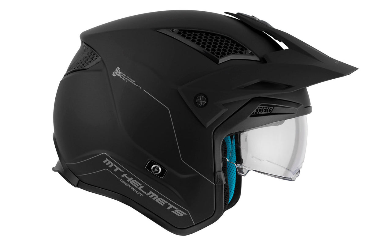 Mt Helmets Open MC Helmet District Solid A1 Matt Black