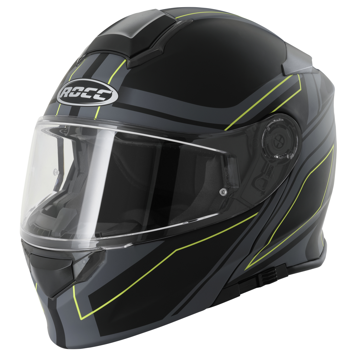 Rocc 831 Openable MC Helmet Black /Flu