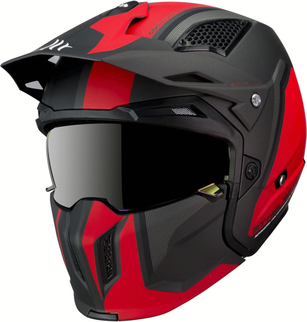 MT -hjelme Åbn MC Helmet Streetfighter C5 Matt Red