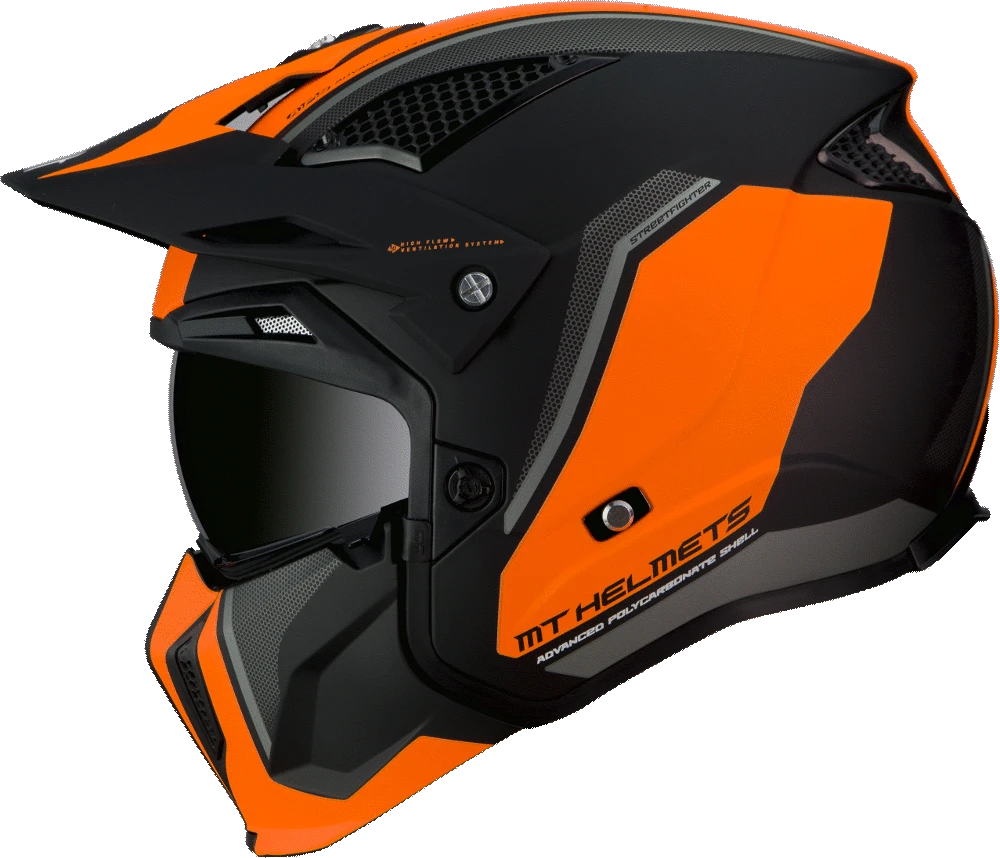 MT -hjelme Åbn MC Helmet Streetfighter Twin Orange