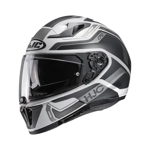 HJC Integral Mc-Hjälm I70 Lonex Vit/Grå med modern design, aerodynamisk form och integrerat visir. Perfekt för stadskörning och touring.