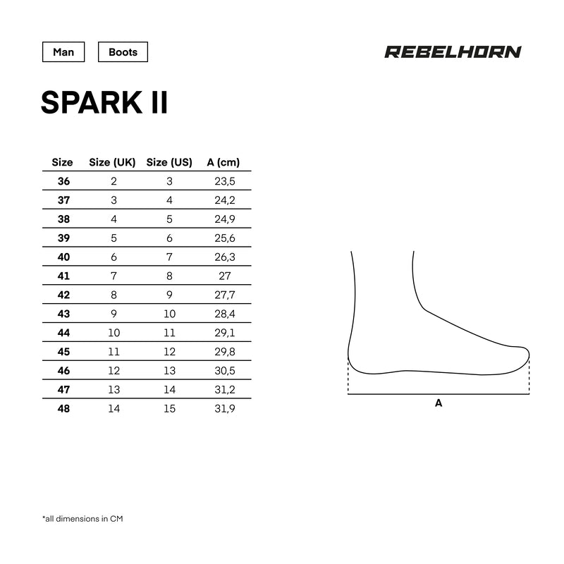 Rebelhorn Unisex MC -sko Spark II sort /rød